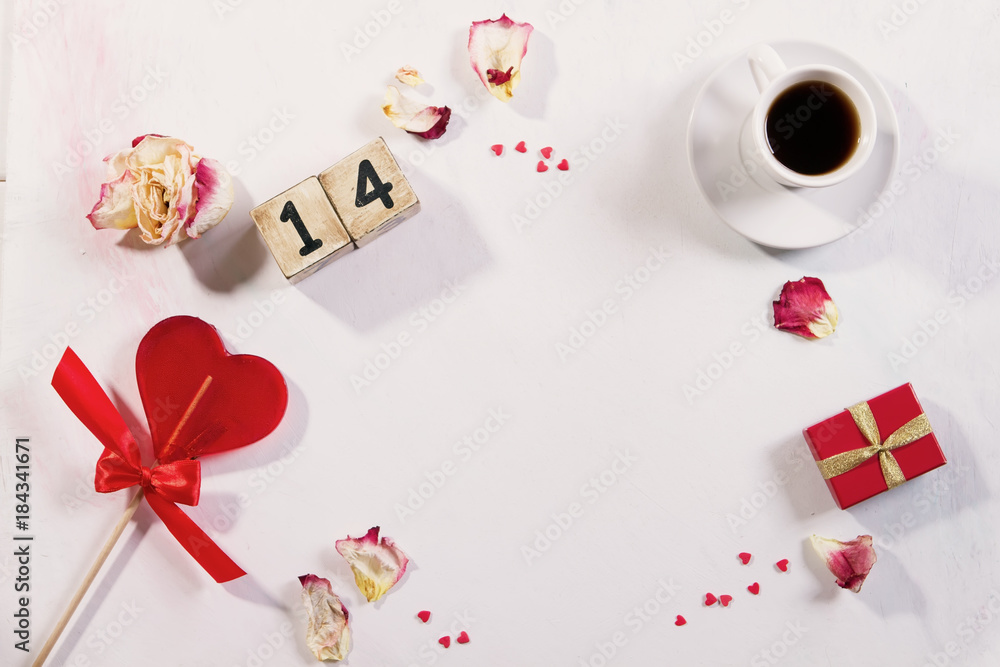 Valentines day background. Flat lay composition Valentines day background. Flat lay composition