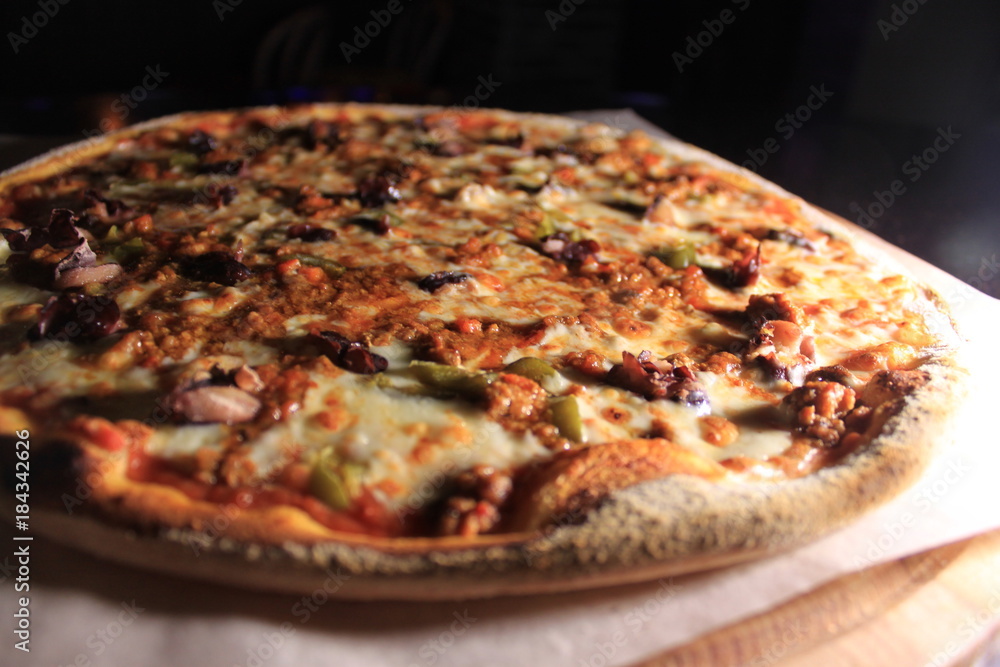 pizza with beans and ground beef