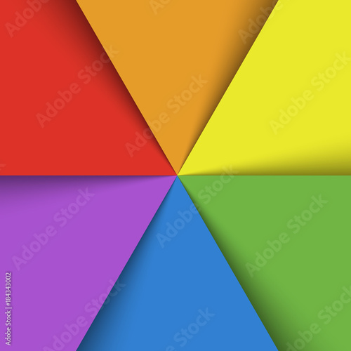 Overlapping colorful paper sheets in colors of rainbow spectrum arranged in a fan. With shadow effect. Happy abstract vector background wallpaper. Free Download Overlapping colorful paper sheets in colors of rainbow spectrum arranged in a fan. With shadow effect. Happy abstract vector background wallpaper. - GFXLoad
