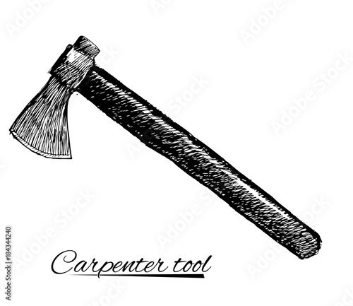 Crossed axe isolated on white background. Vector illustration