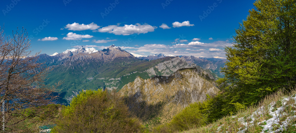 Orobie Alps as seen from hikitg trail to Corni di Canzo