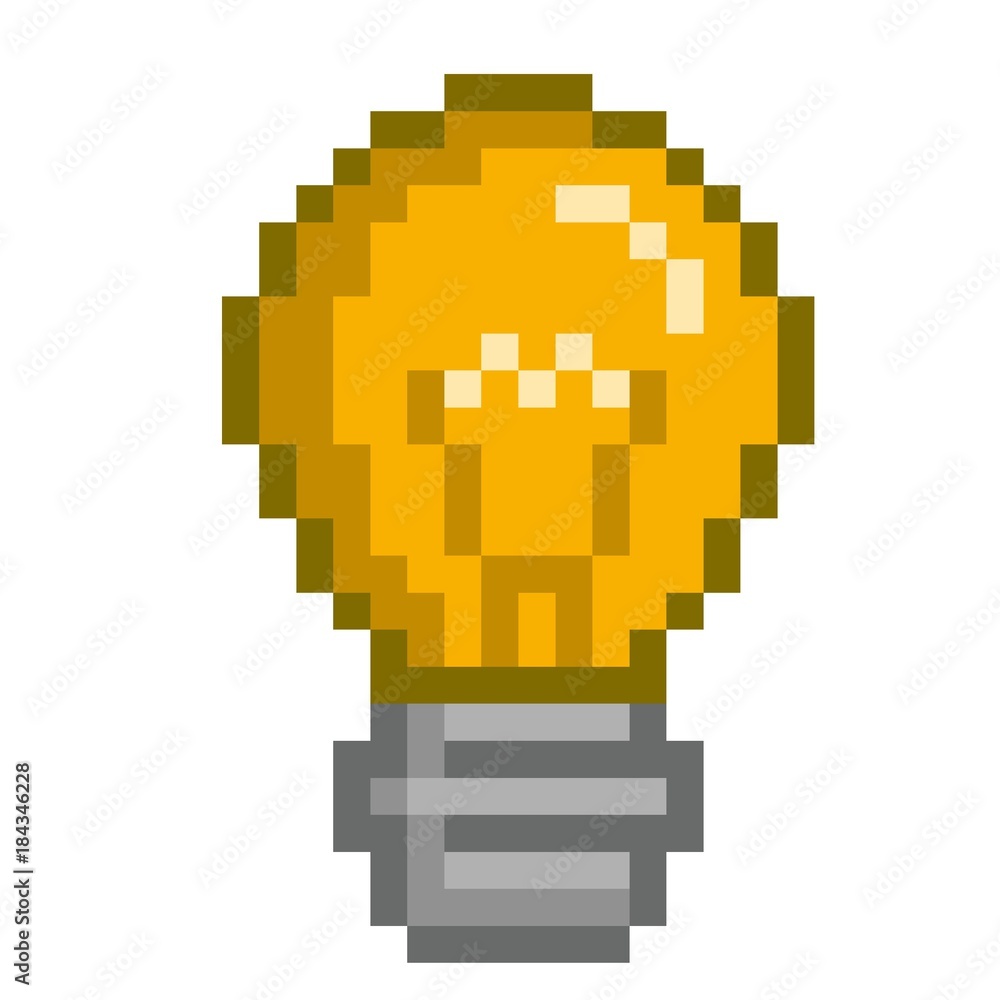 light bulb pixel art icon Stock Illustration | Adobe Stock