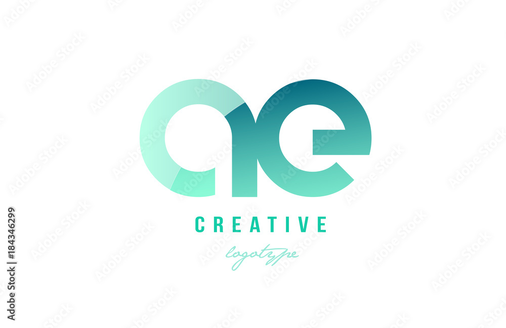 green gradient pastel modern ae a e alphabet letter logo combination icon design