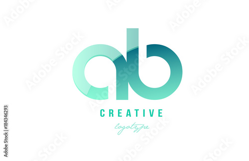 green gradient pastel modern ab a b alphabet letter logo combination icon design