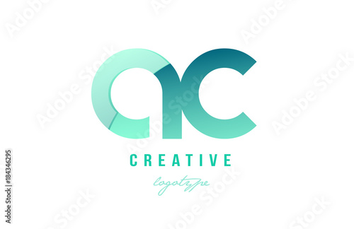green gradient pastel modern ac a c alphabet letter logo combination icon design