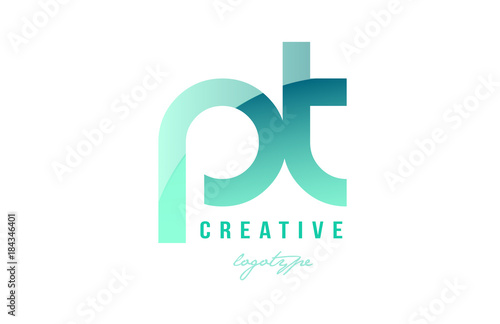 green gradient pastel modern pt p t alphabet letter logo combination icon design