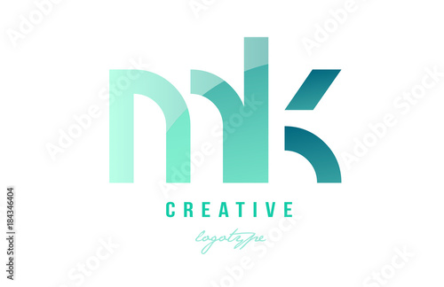 Bild auf Leinwand green gradient pastel modern mk m k alphabet letter logo combination icon design