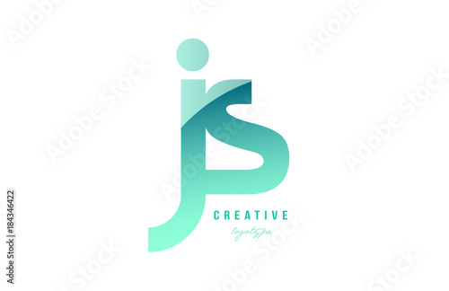 green gradient pastel modern js j s alphabet letter logo combination icon design