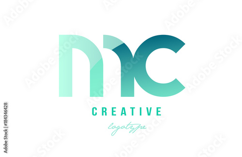 green gradient pastel modern mc m c alphabet letter logo combination icon design