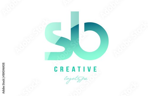 green gradient pastel modern sb s b alphabet letter logo combination icon design