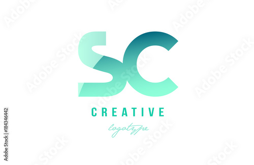 green gradient pastel modern sc s c alphabet letter logo combination icon design