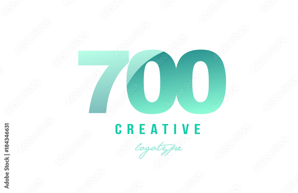 Fototapeta premium 700 green pastel gradient number numeral digit logo icon design