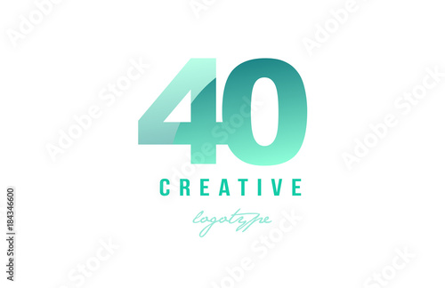 40 green pastel gradient number numeral digit logo icon design