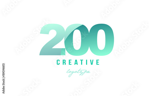 200 green pastel gradient number numeral digit logo icon design