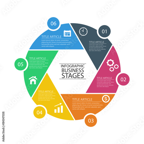 Abstract infographics for business with 6 options