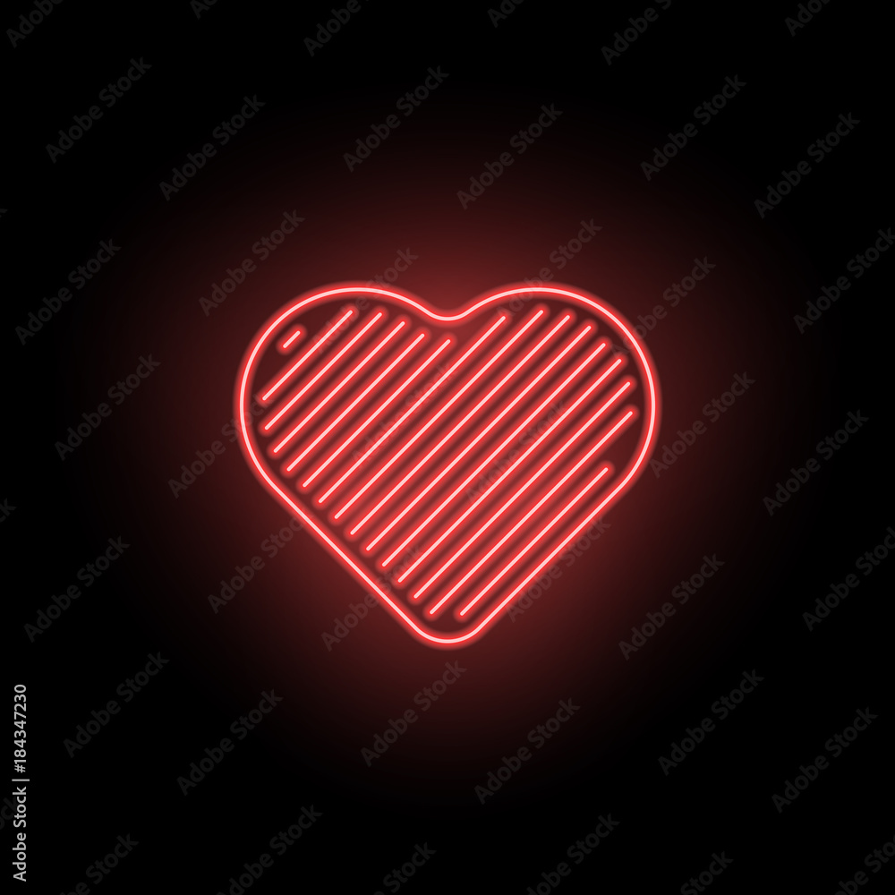 Vector Neon Heart. Silhouette of Red Heart Vector Neon Heart. Silhouette of Red Heart