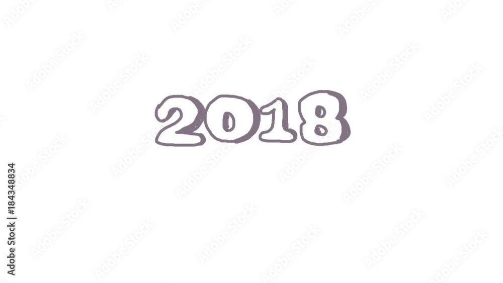 New Year 2018 Animation. Stop motion. Best for New Year's Eve, friends party, and other event. Grey text on white background. New Year 2018 Animation. Stop motion. Best for New Year's Eve, friends party, and other event. Grey text on white background.