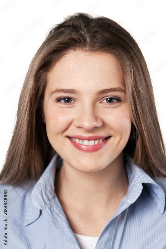 smiling young woman portrait smiling young woman portrait
