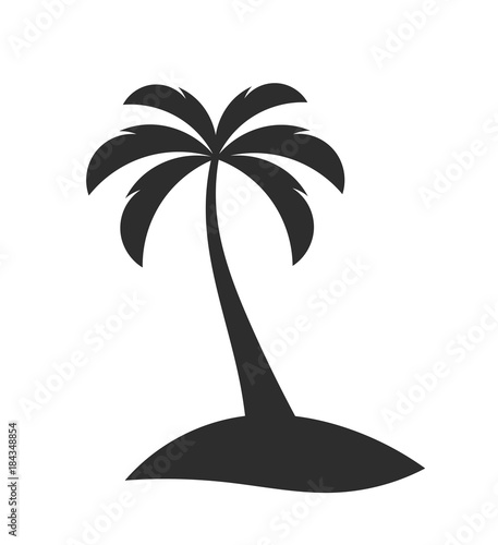 Single palm tree on the island