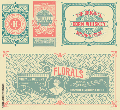Set of 4 old labels