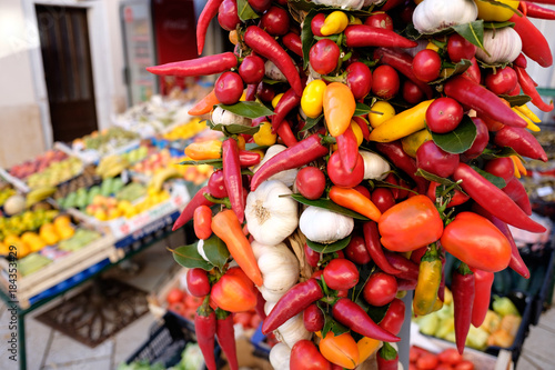 Chillies and garlic, Cres, Croatia