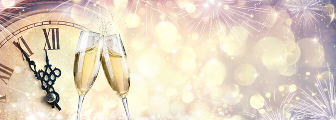 Waiting For Midnight - New Year Celebration With Champagne