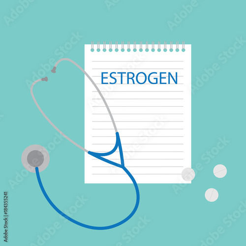 Estrogen written in notebook- vector illustration