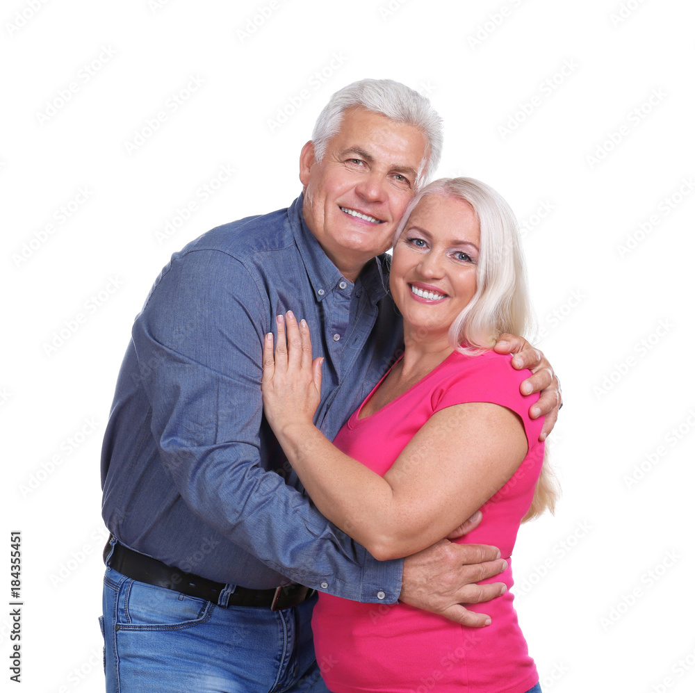 Mature couple against white background Mature couple against white background