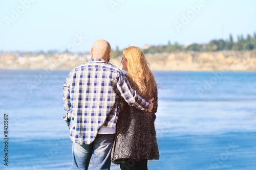 Overweight couple walking n...