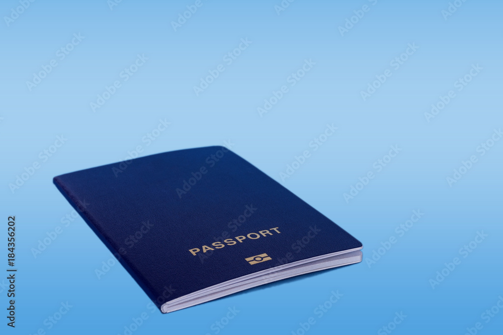 overseas passport on a blue background, isolate overseas passport on a blue background, isolate