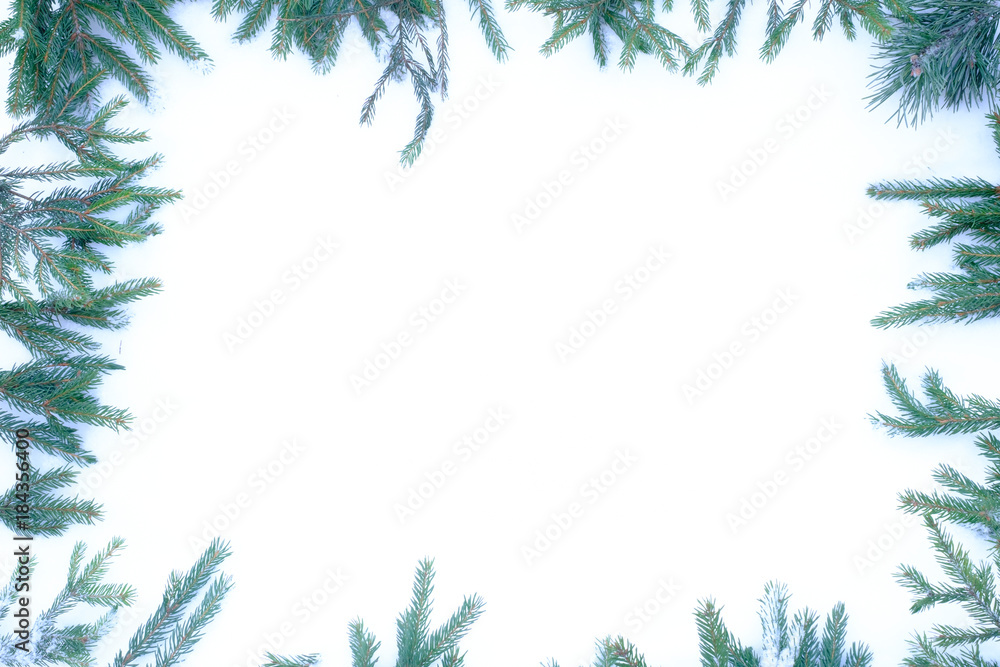 Christmas framework with snow isolated on white background Christmas framework with snow isolated on white background