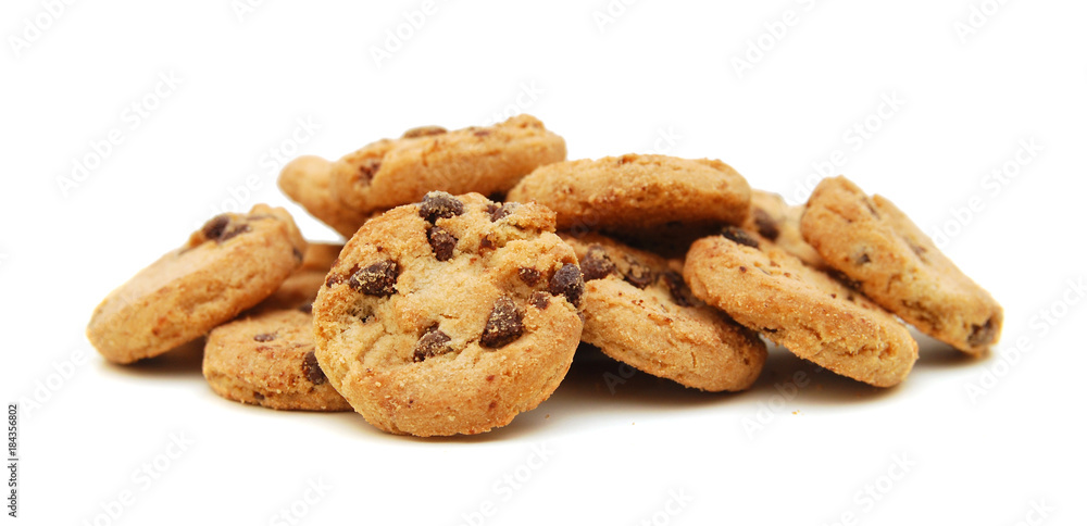 Extreme close-up image of chocolate chips cookies