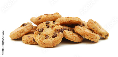 Extreme close-up image of chocolate chips cookies