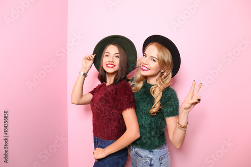 Two happy hipster girls on ...