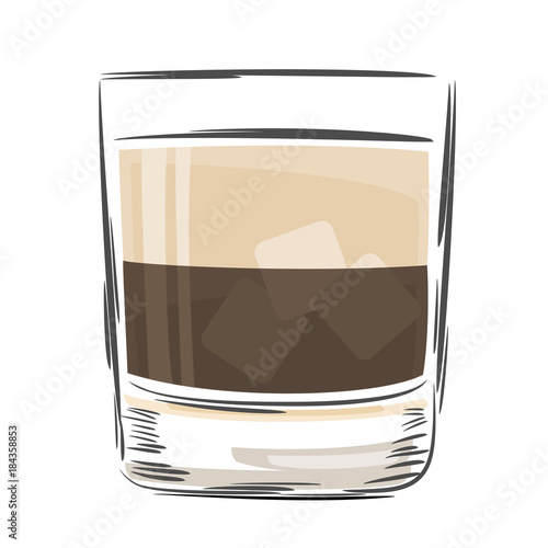 White russian cocktail, hand drawn.