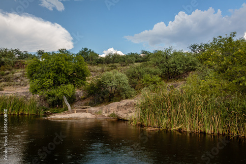 Campsite along the shore of Patagonia Lake in southern Arizona.