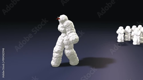 Snowman with his team