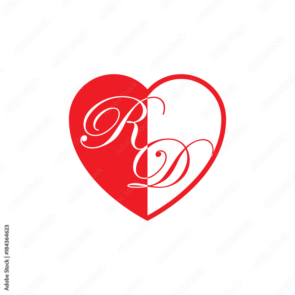 Fototapeta premium initial two letter love half shape