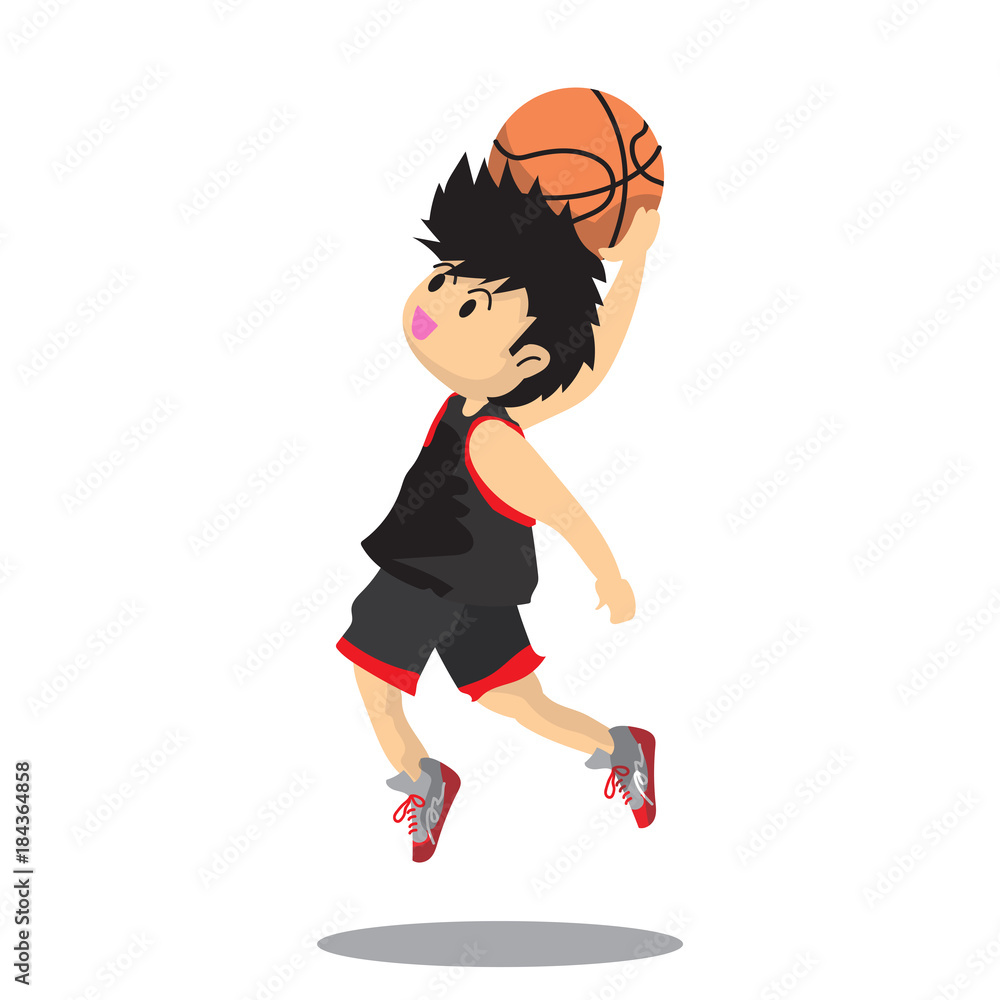 Boy air slam Basketball character design cartoon art illustration