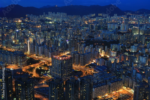 city block at night in hong kong