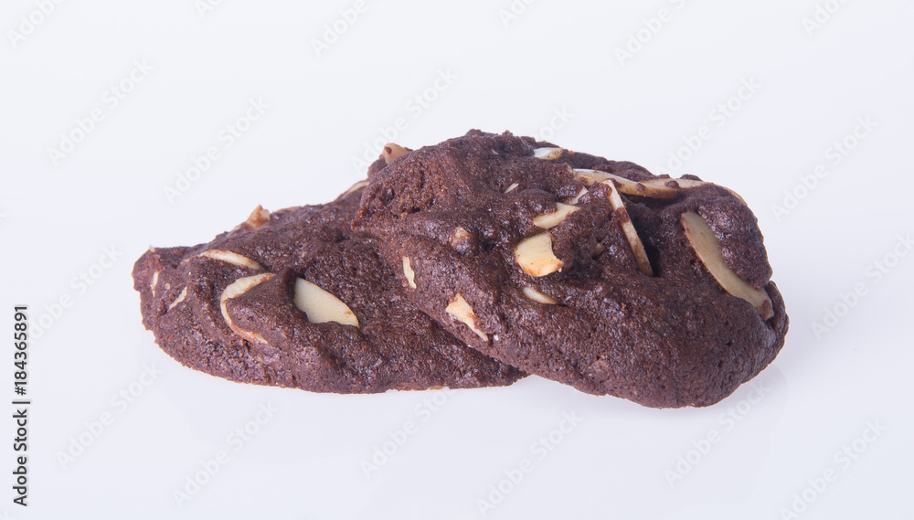 Almonds chocolate chips cookies on background Almonds chocolate chips cookies on background