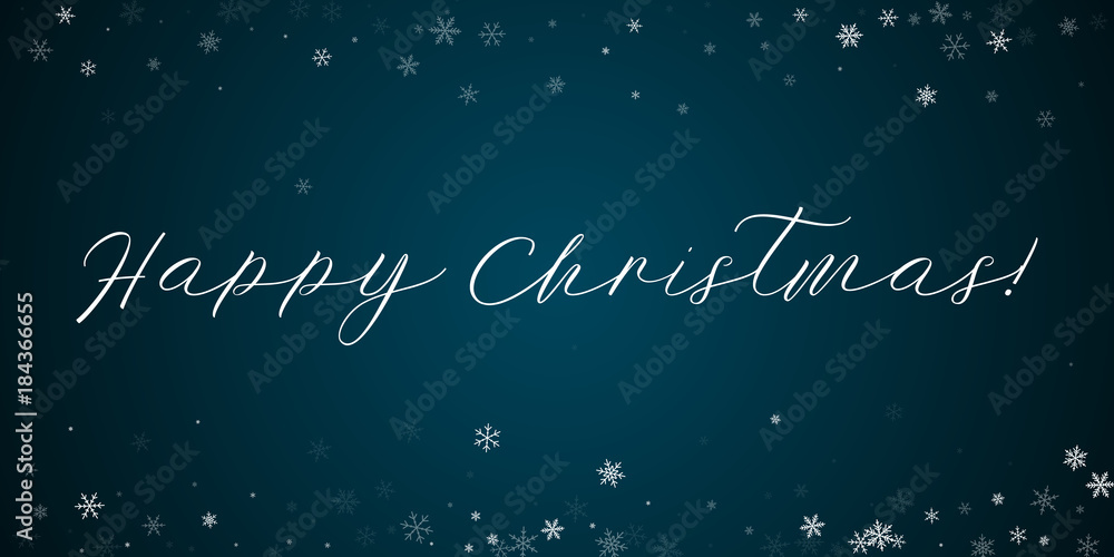 Happy Christmas greeting card. Sparse snowfall background. Sparse snowfall on blue background.cool vector illustration.