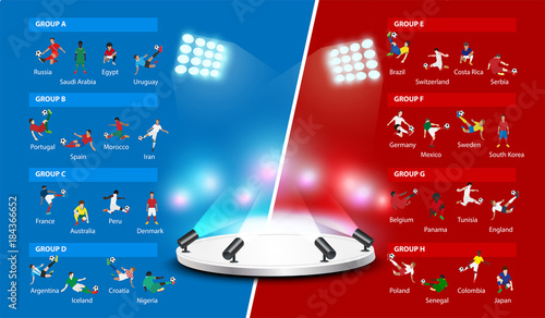 Table 2018 soccer world tournament in Russia, Vector illustration template design