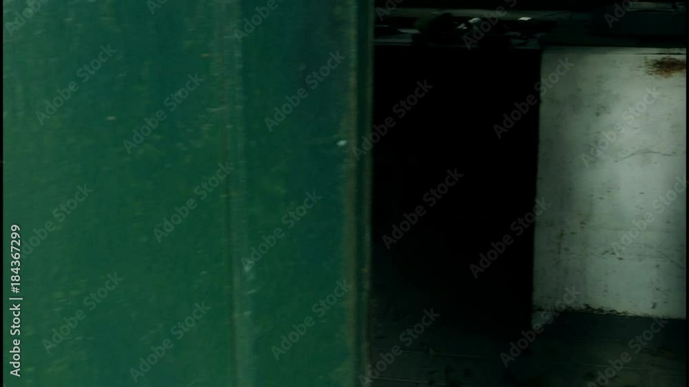 Look into room and whip pan abandoned building Look into room and whip pan abandoned building