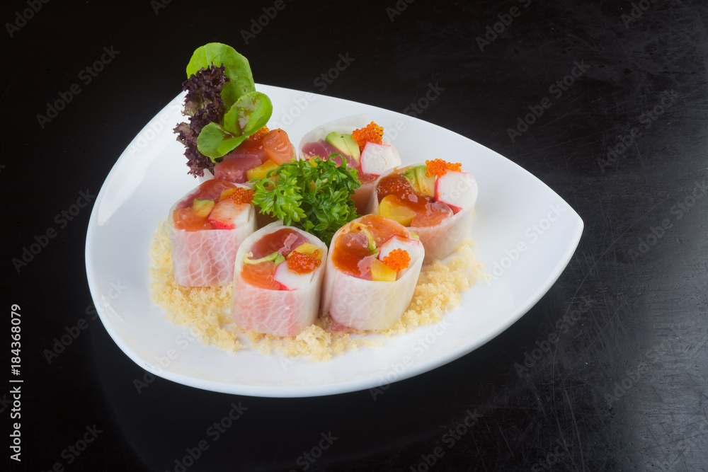 japanese cuisine. sushi on the background japanese cuisine. sushi on the background