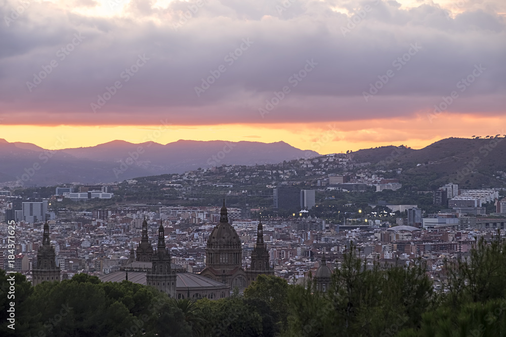 Sunset from Montserrat near Barcelona, Spain