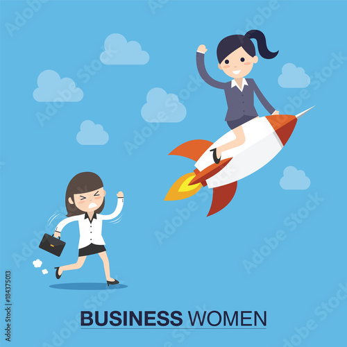 Businesswoman with a rocket