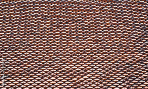 Red tiles roof texture on Temple of Literature,Hanoi Vietnam.