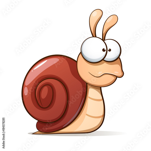 Funny, cute cartoon snail. Vector illustration.