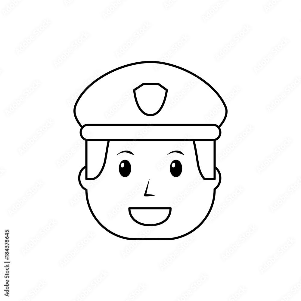 policeman face happy authority character vector illustration outline image policeman face happy authority character vector illustration outline image